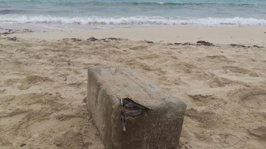 Fardo de hachís hallado en Formentera.