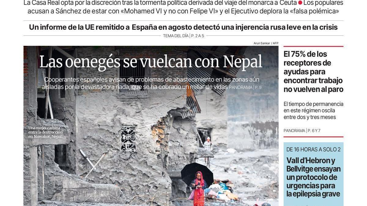 La portada de EL PERIÓDICO del 2 de septiembre de 2026