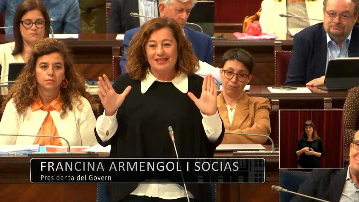 VÍDEO | Armengol, sobre la comida de Prohens y la cúpula del PP con Rodríguez: "No sé cómo pagarles el favor que nos han hecho"