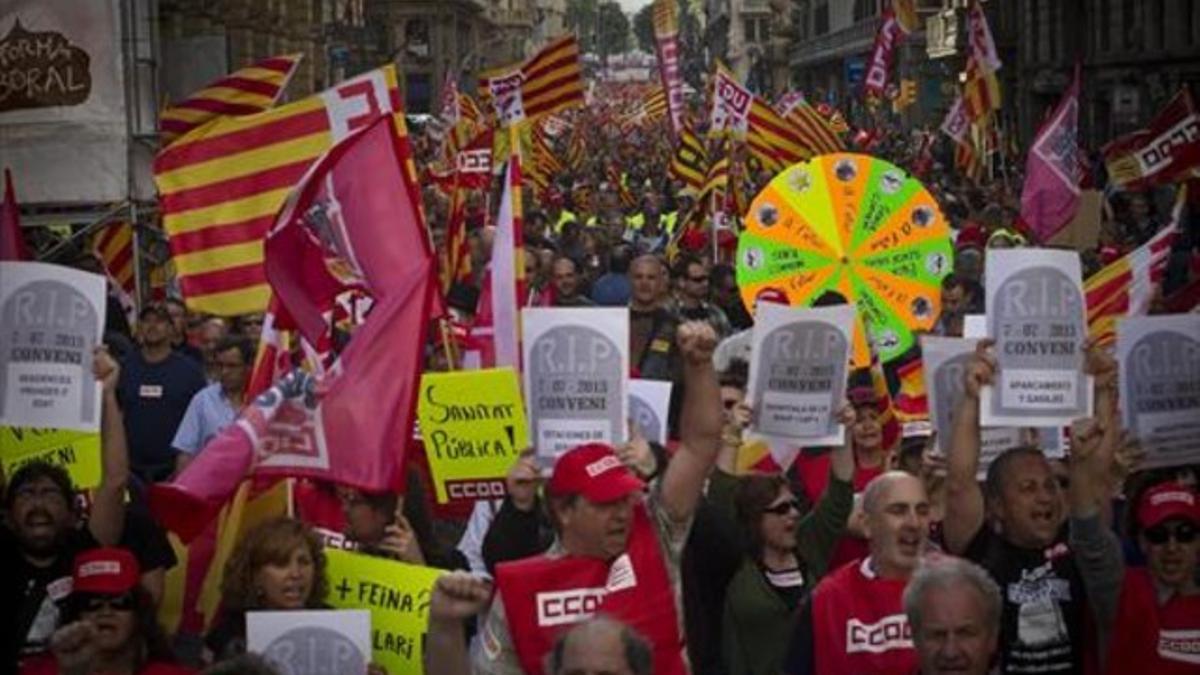 Protestas 8 Manifestación en Barcelona contra el bloqueo de convenios en el 2013.