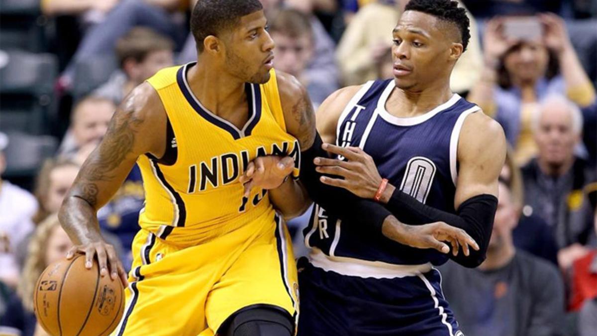 Westbrook y Paul George vivieron un eléctrico duelo