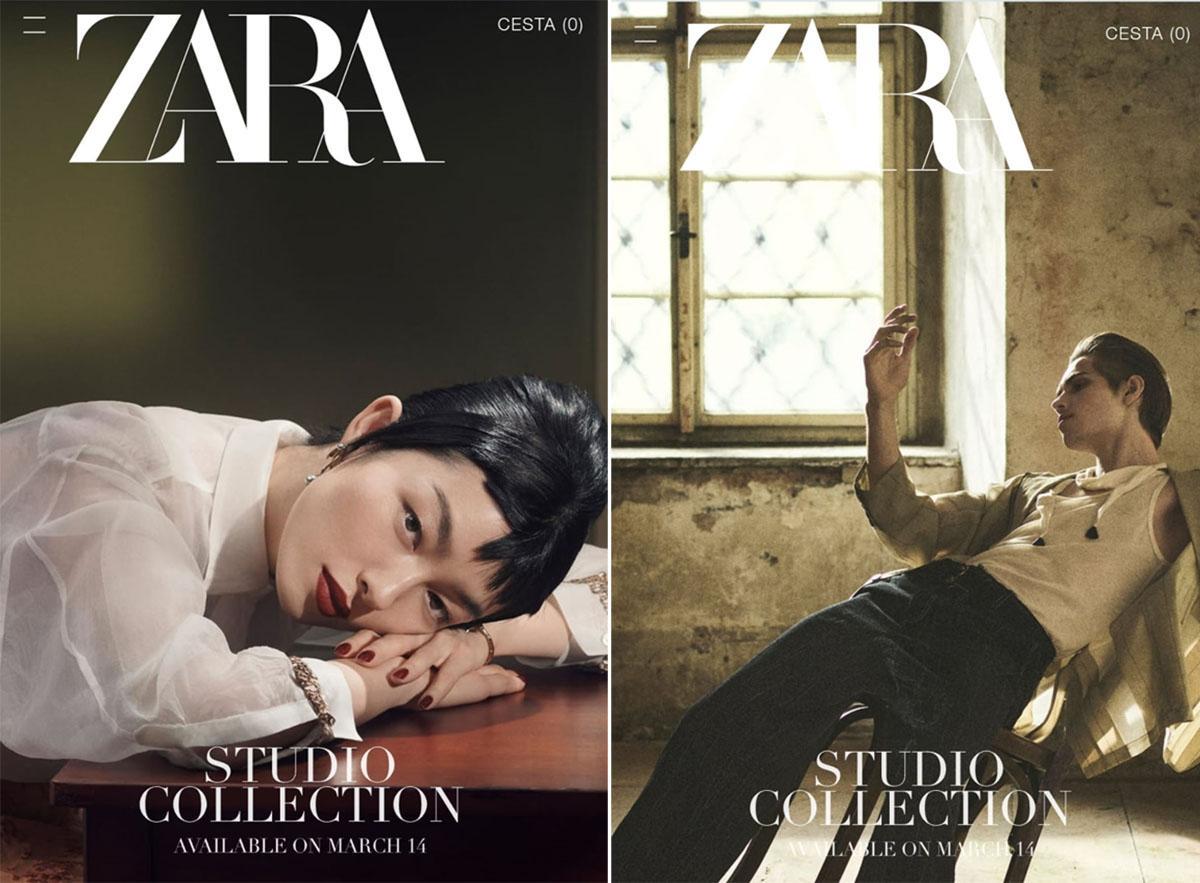 Dos imágenes de la nueva campaña Studio Collection en la web de Zara.