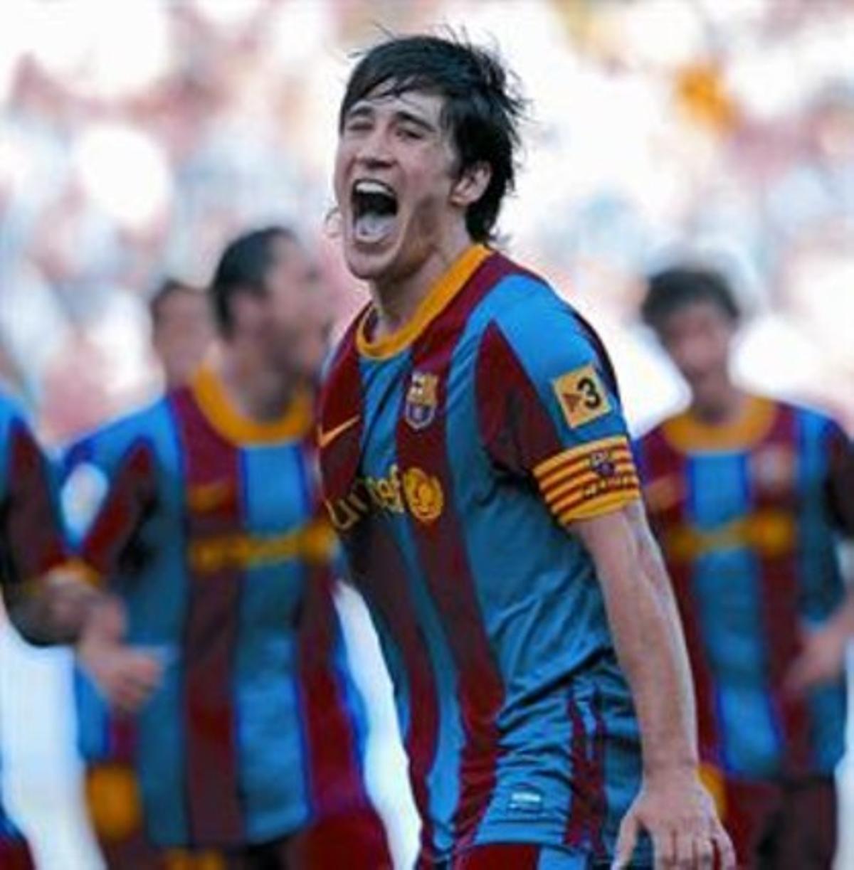 Bojan celebra el gol aconseguit de penal, ahir a la tarda contra el Màlaga. Bojan celebra el gol aconseguit de penal, ahir a la tarda contra el Màlaga.