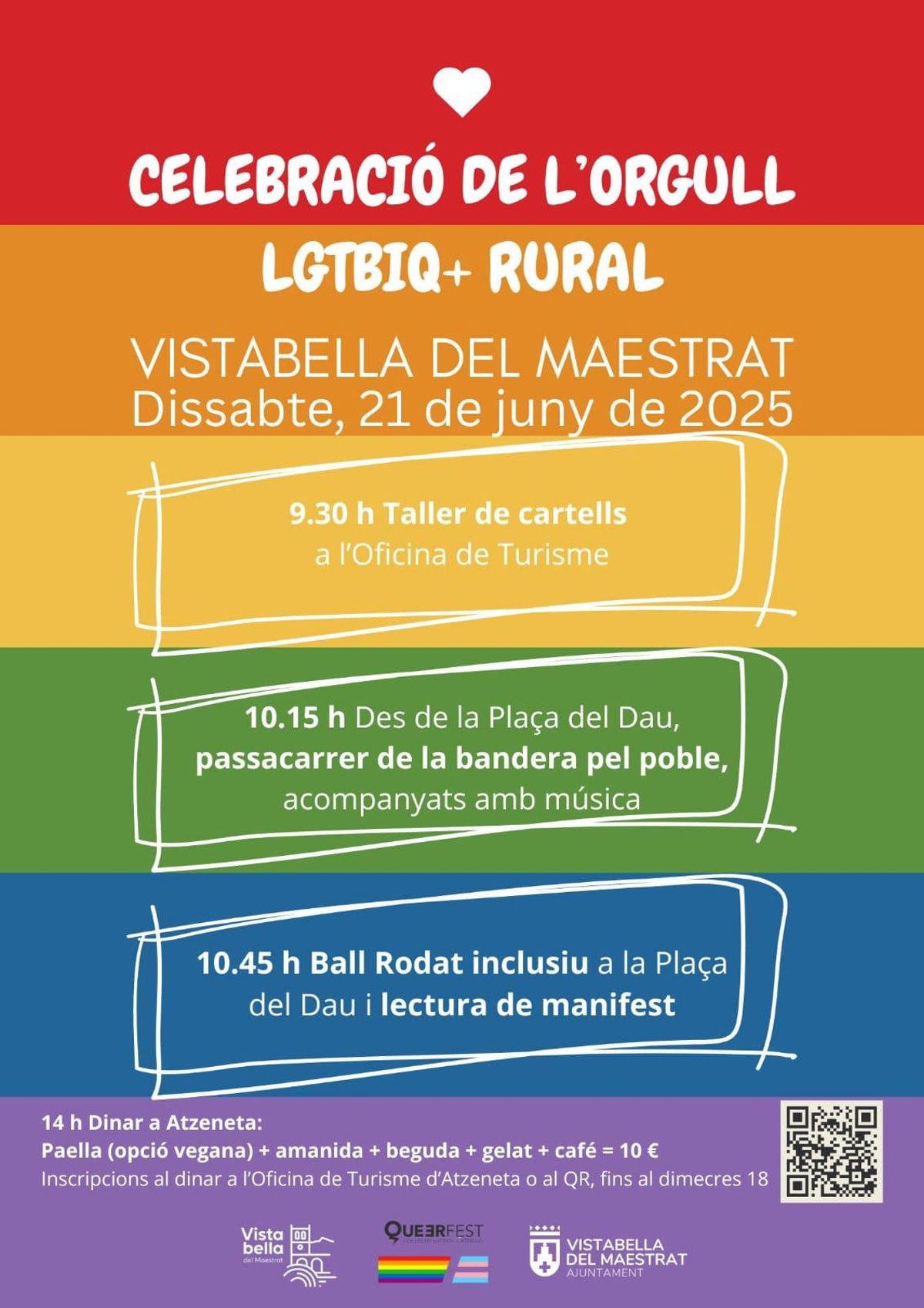 Cartell de l'Orgull LGTBI a Vistabella del Maestrat.