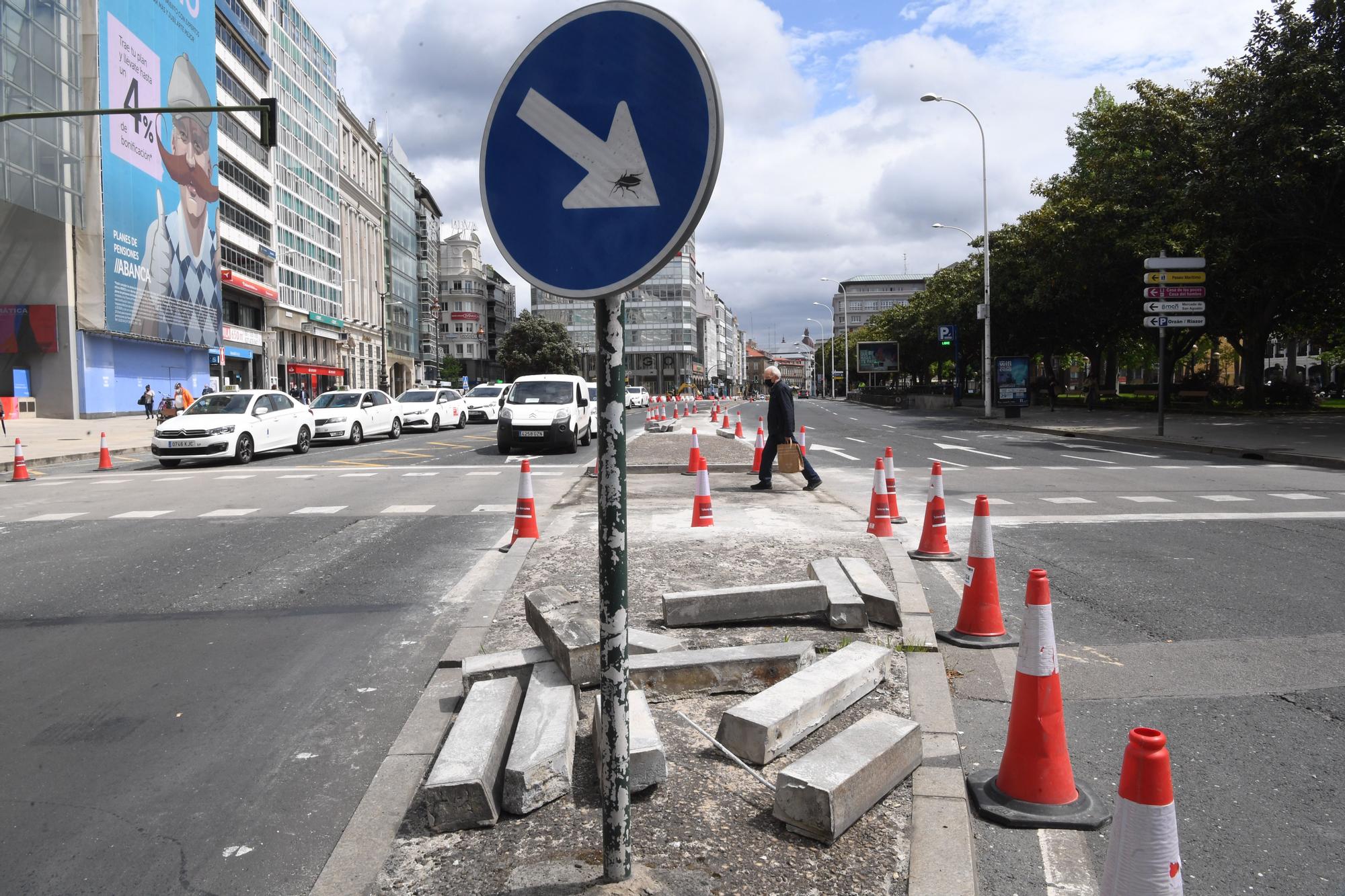 Obras de peatonalización en los Cantones