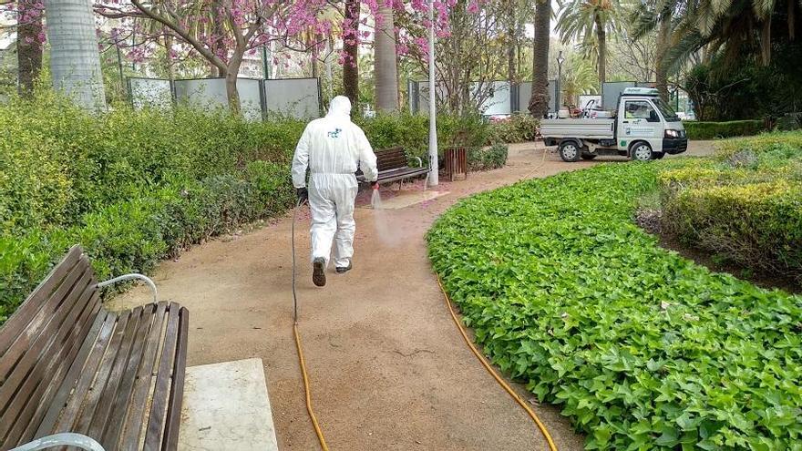 Desinfección en el Parque este jueves.