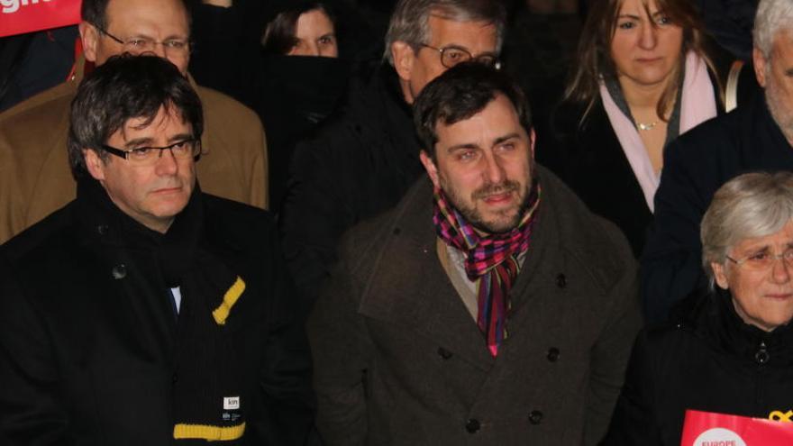 Puigdemont, Comín i Ponsatí en l&#039;acte en record dels polítics en presó preventiva a Lovaina.