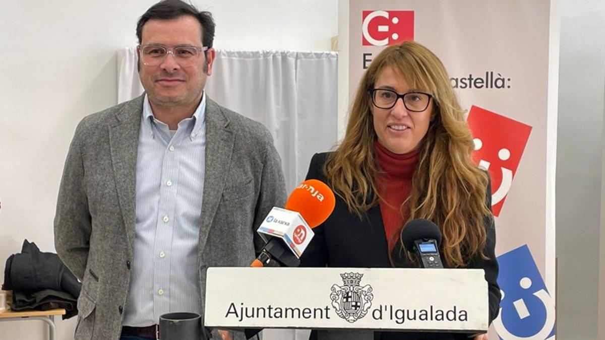 Els regidors Miquel Vives i Patrícia Illa en la presentació de l'inici del projecte de camins segurs