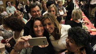 Susana Díaz acaba su primer acto de campaña en Catalunya sin citar a Iceta ni Sánchez