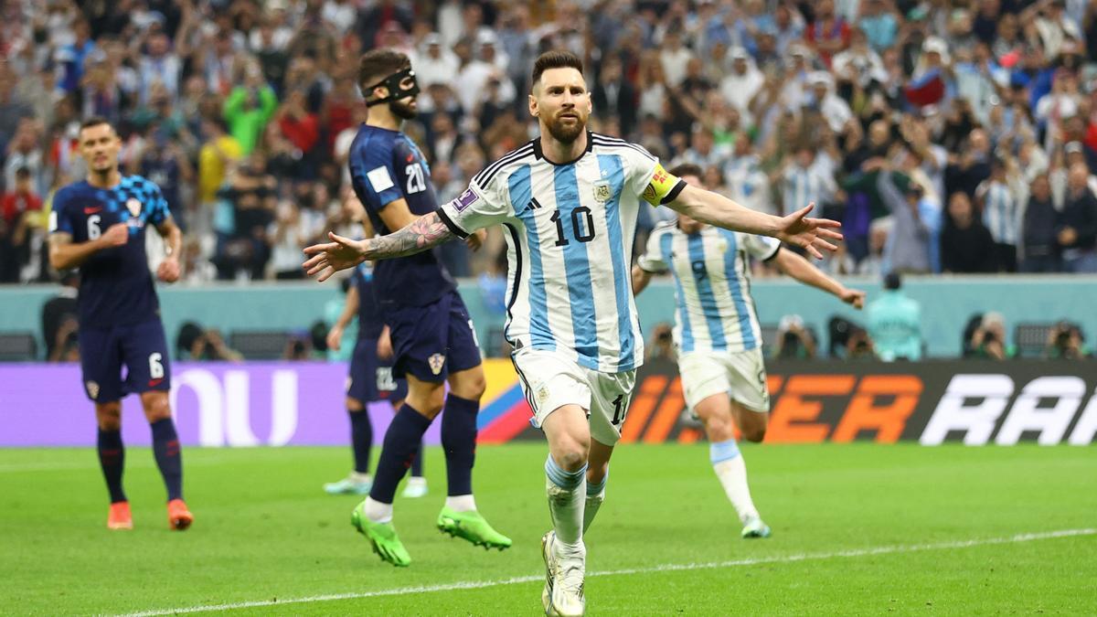 Messi, durante el Argentina - Croacia.