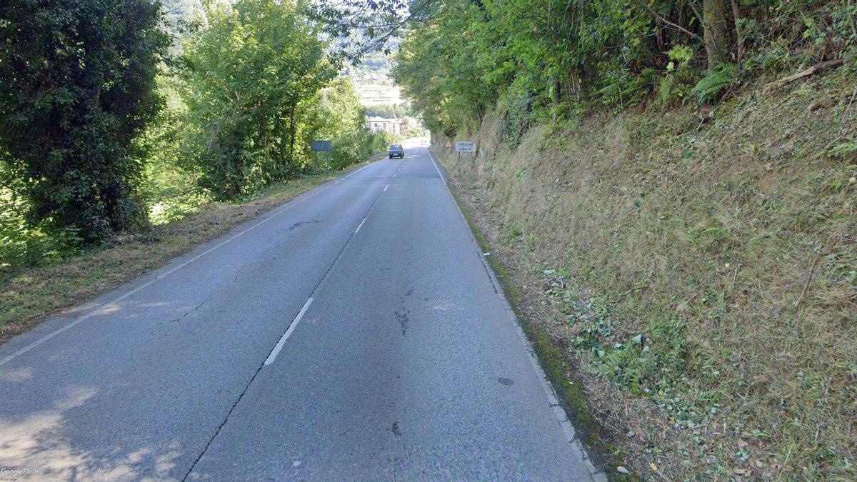 Un tramo del Corredor del Narcea a la entrada del pueblo de Cibuyo.