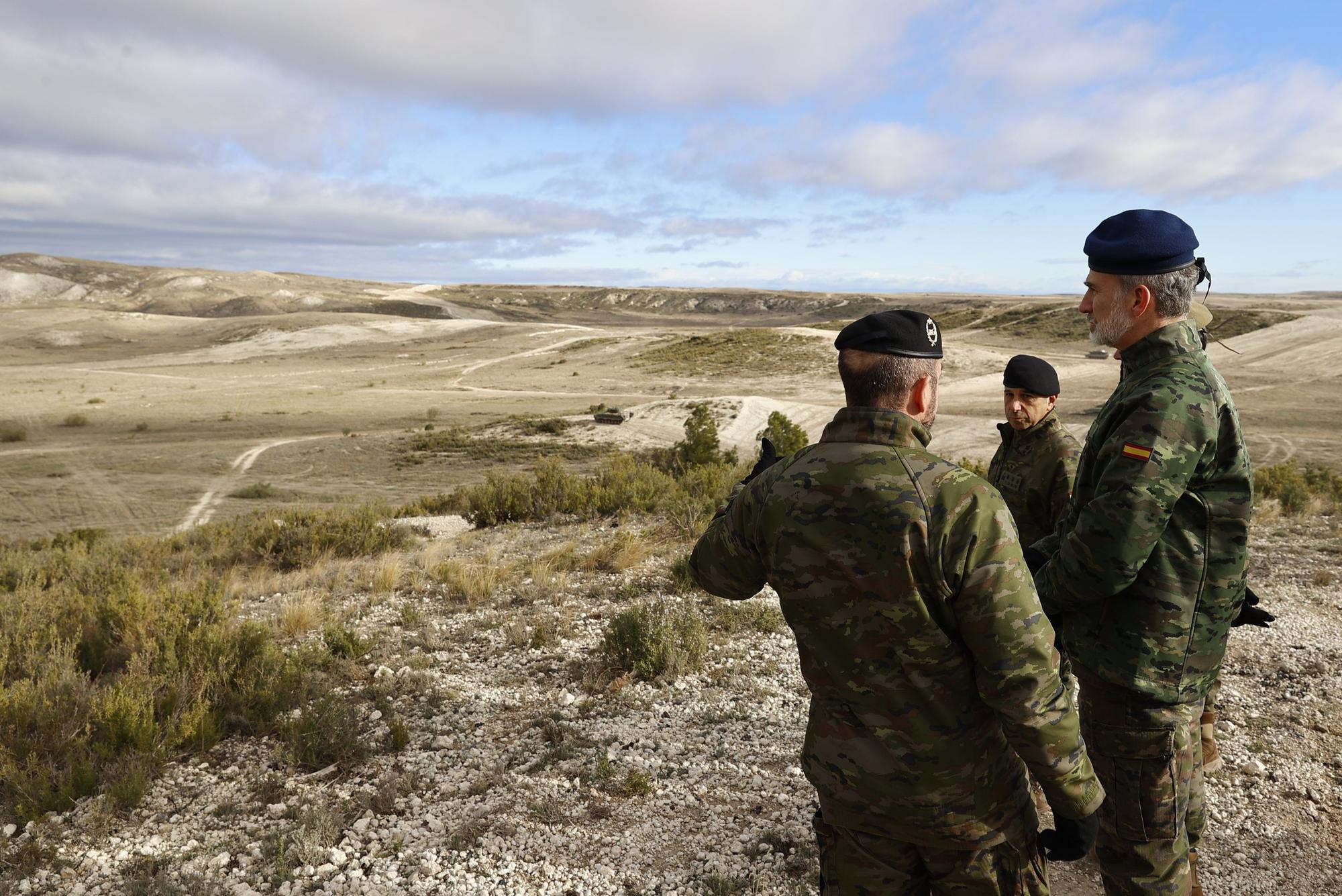 El rey Felipe VI asiste en Zaragoza a una exhibición militar con fuego real