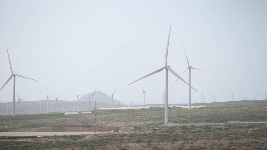 Instalaciones de aerogeneradores para aprovechar la energía eólica en el municipio de Arico, en el sur de Tenerife.