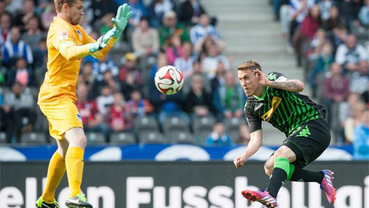 Max Kruse, en la acción del 0-1 para el Gladbach