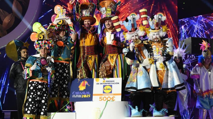 Los Legañosos, primeros; Los Chancletas, segundos; Los Chacho Tú, terceros, en el Concurso de Murgas del Carnaval de Las Palmas de Gran Canaria 2025