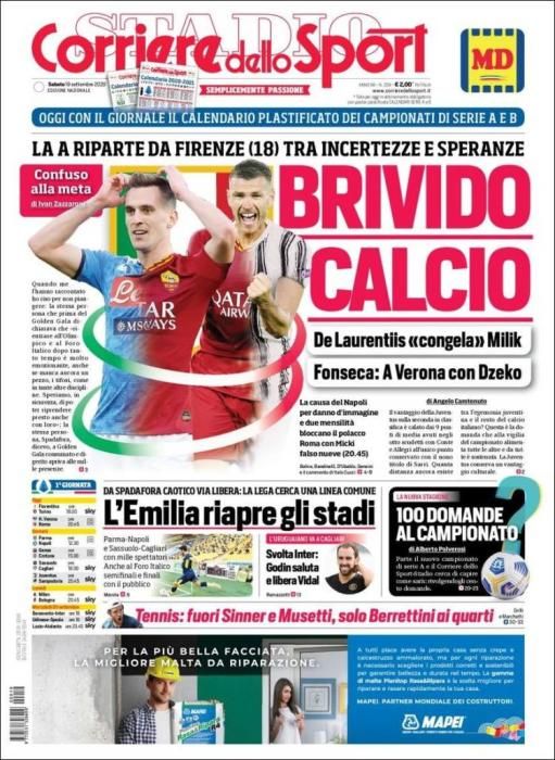 Portada CORRIERE DELLO SPORT sábado 19/09/2020