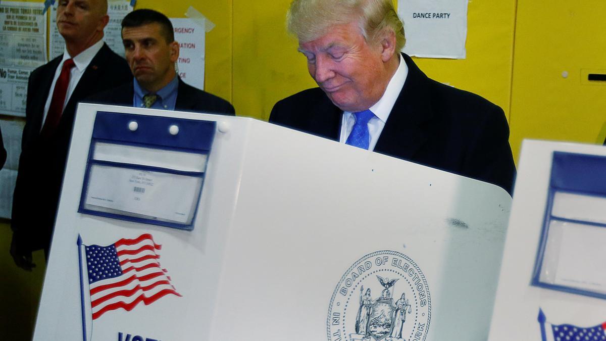 Republican presidential nominee Donald Trump votes at PS 59 in New York