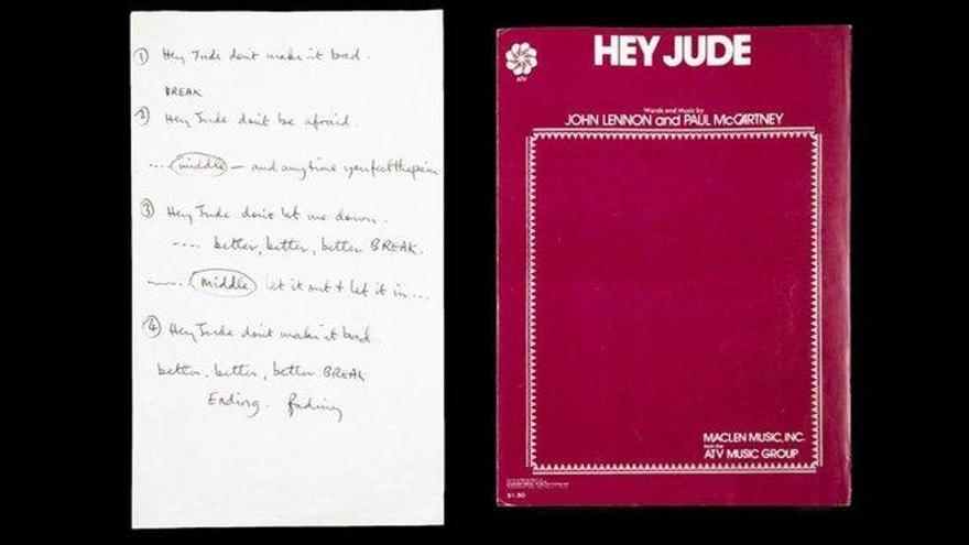 Un fan paga más de 830.000 euros por el manuscrito de &#039;Hey Jude&#039; de los Beatles