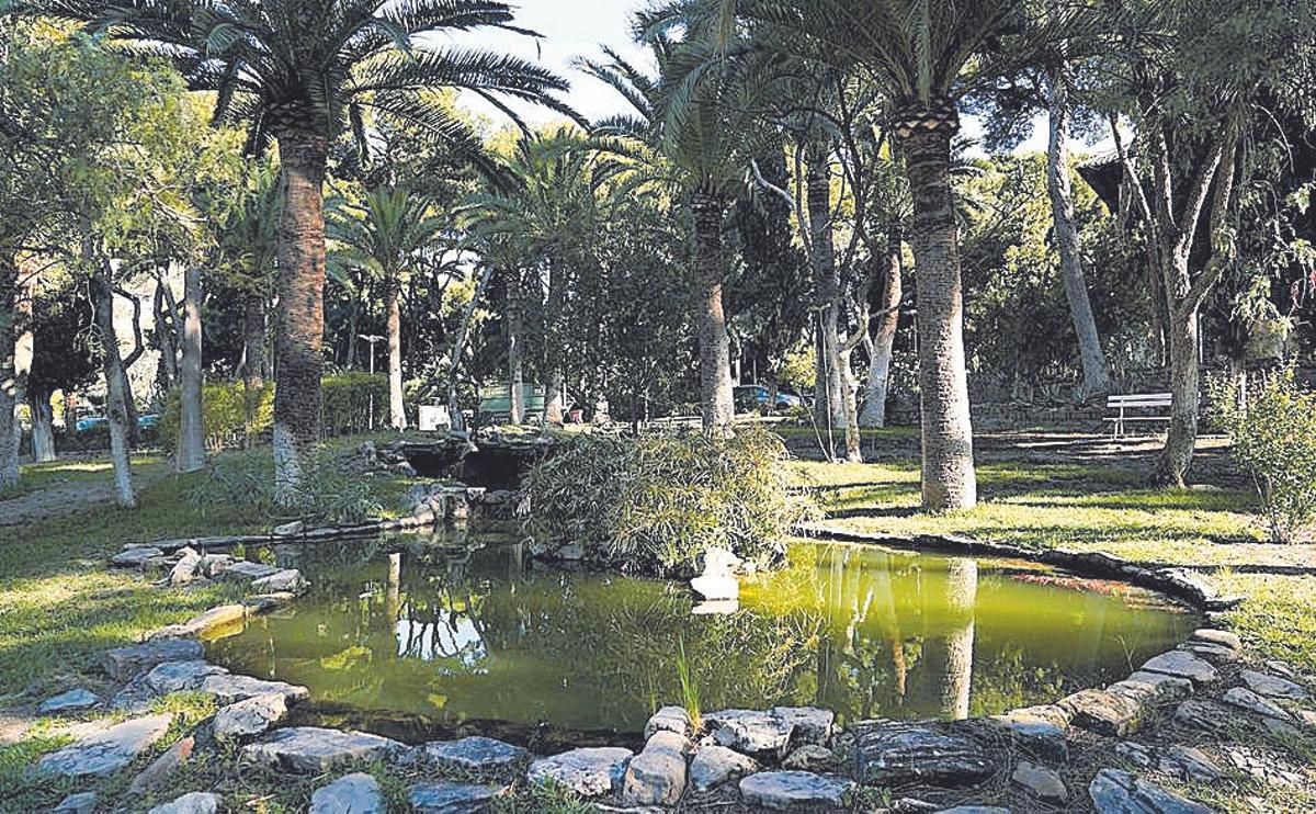 Vista actual de los jardines de la sede Colegio Arquitectos de Málaga.
