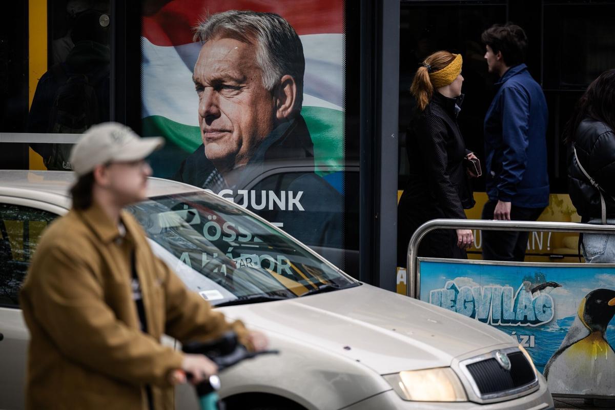 An election campaign poster for Viktor Orban, Hungary's prime minister, in Budapest, Hungary, on Friday, April 10, 2026. Hungarians will hold parliamentary elections on Sunday with stakes that extend far beyond the European Union’s nation of 10 million. Photographer: Akos Stiller/Bloomberg