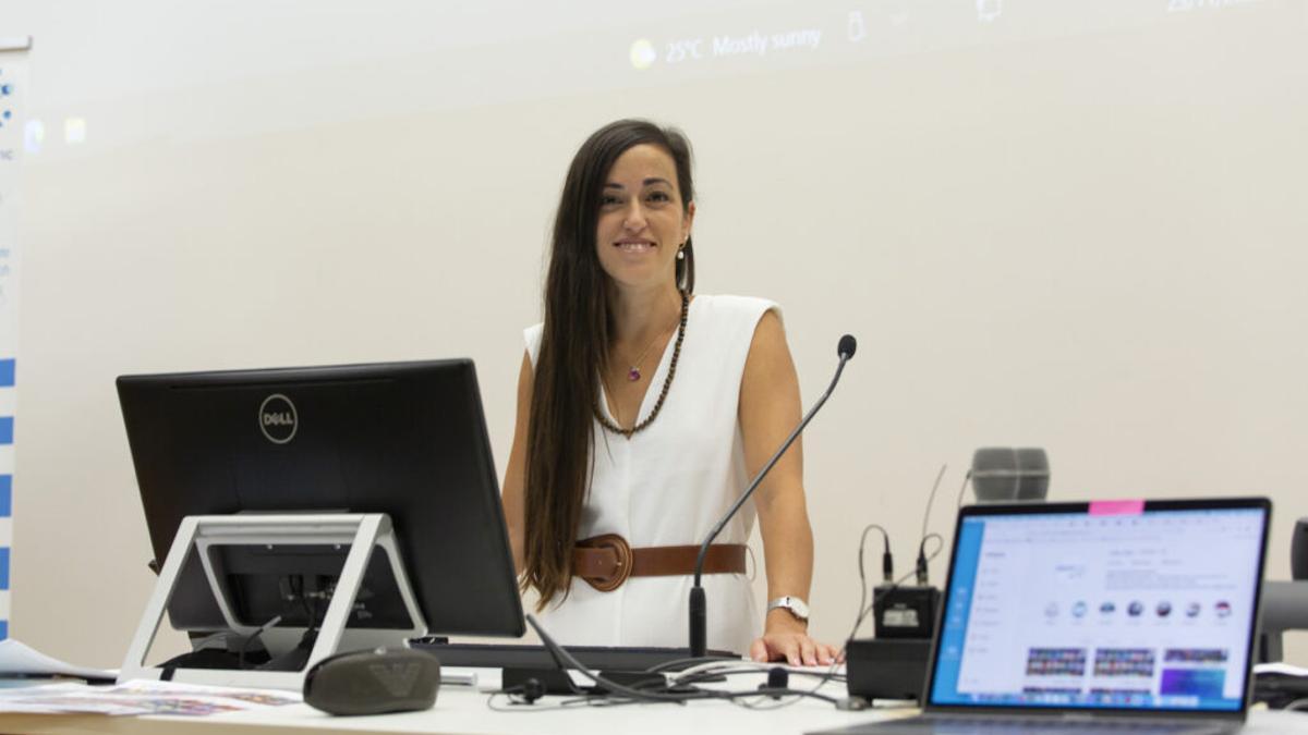La tinerfeña Sara Marrero, durante la presentación de su recorrido como investigadora.