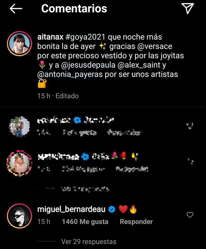 El comentario de Miguel Bernardeau en la foto de Aitana