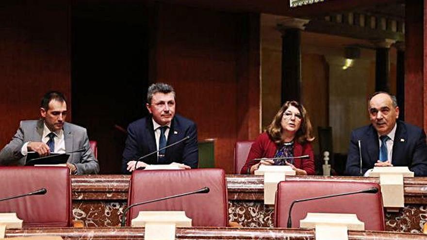 El Grupo Parlamentario Vox en la Asamblea, al completo: Juan José Liarte, Pascual Salvador, Francisco Carrera y Mabel Campuzano.