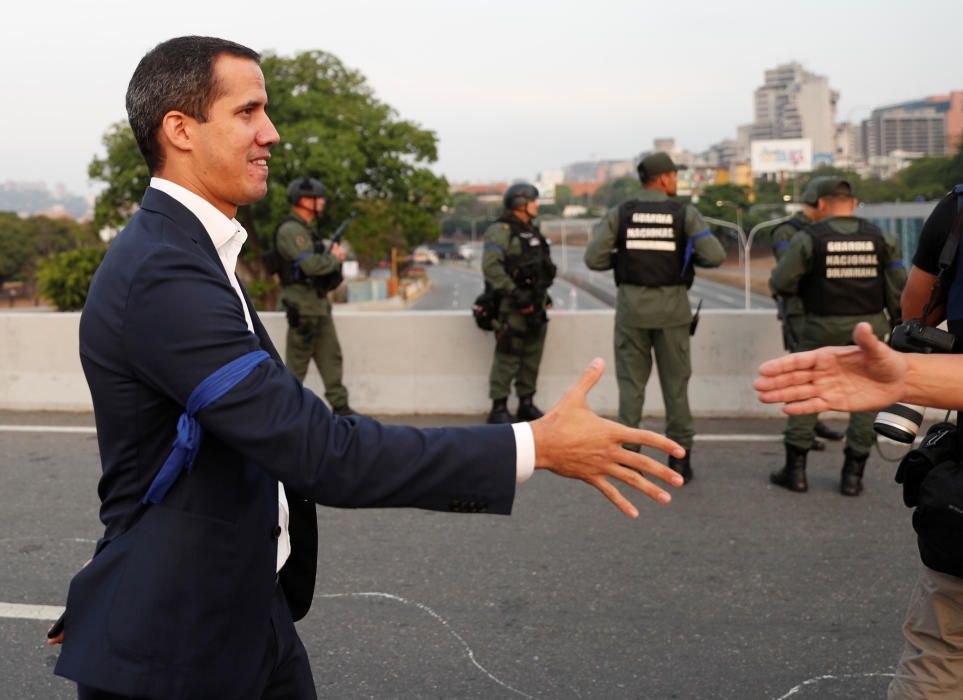 Venezuelan opposition leader Juan Guaido is seen ...