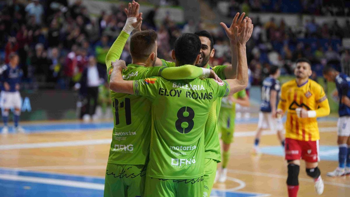 Los jugadores del Palma Futsal celebran un en un partido de Liga