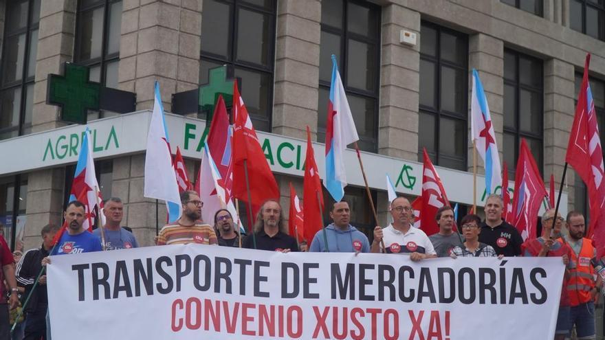 Jornada de huelga en el transporte de mercancías de A Coruña con nueva protesta convocada el día 16 de julio