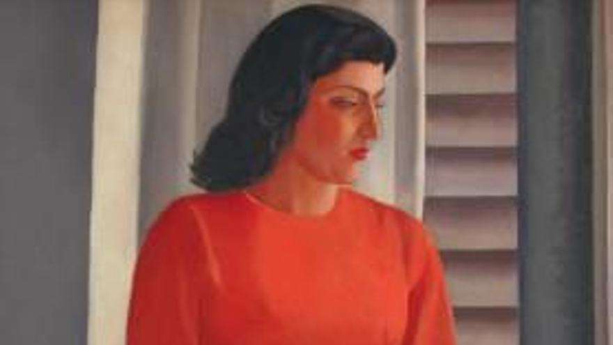 Mujer con búcaro, pintura de Navarro Ramón de 1945.