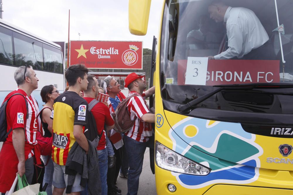 Sortida dels aficionats del Girona cap a Pamplona