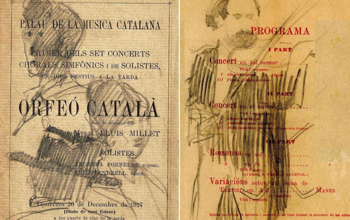 La rosassa de la basílica  de Santa Maria del Pi, a l’esquerra, i a la dreta un plafó dedicat a Jujol. | CÀTEDRA JULOL