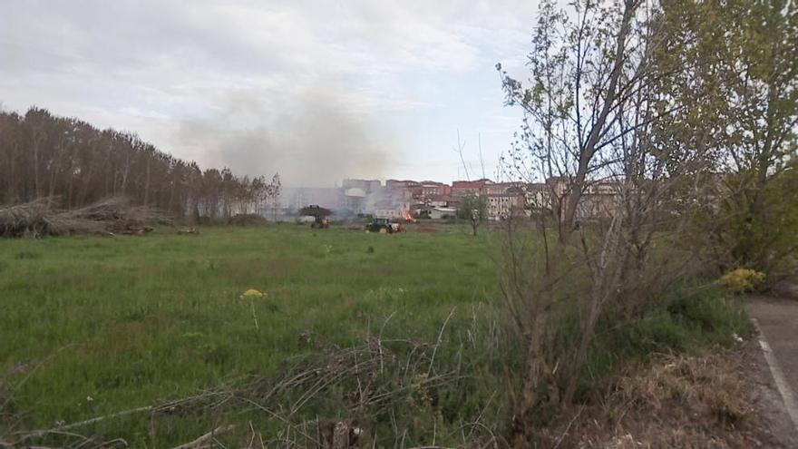 Una imagen de la quema de restos arbóreos en las proximidades del Benavente II.