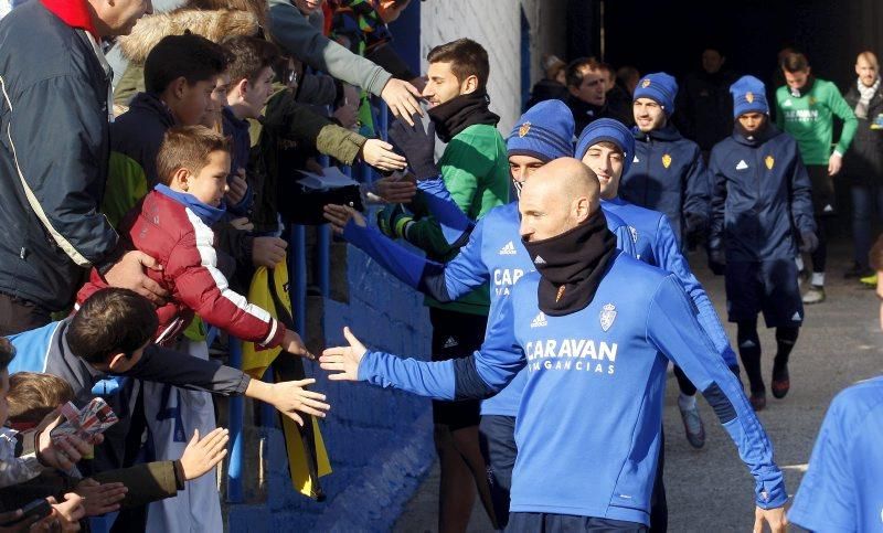 Entrenamiento a puerta abierta del Real Zaragoza en La Romareda