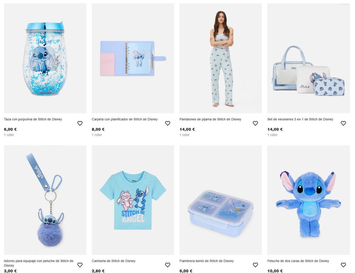 Productos de Stitch en la web de Primark.