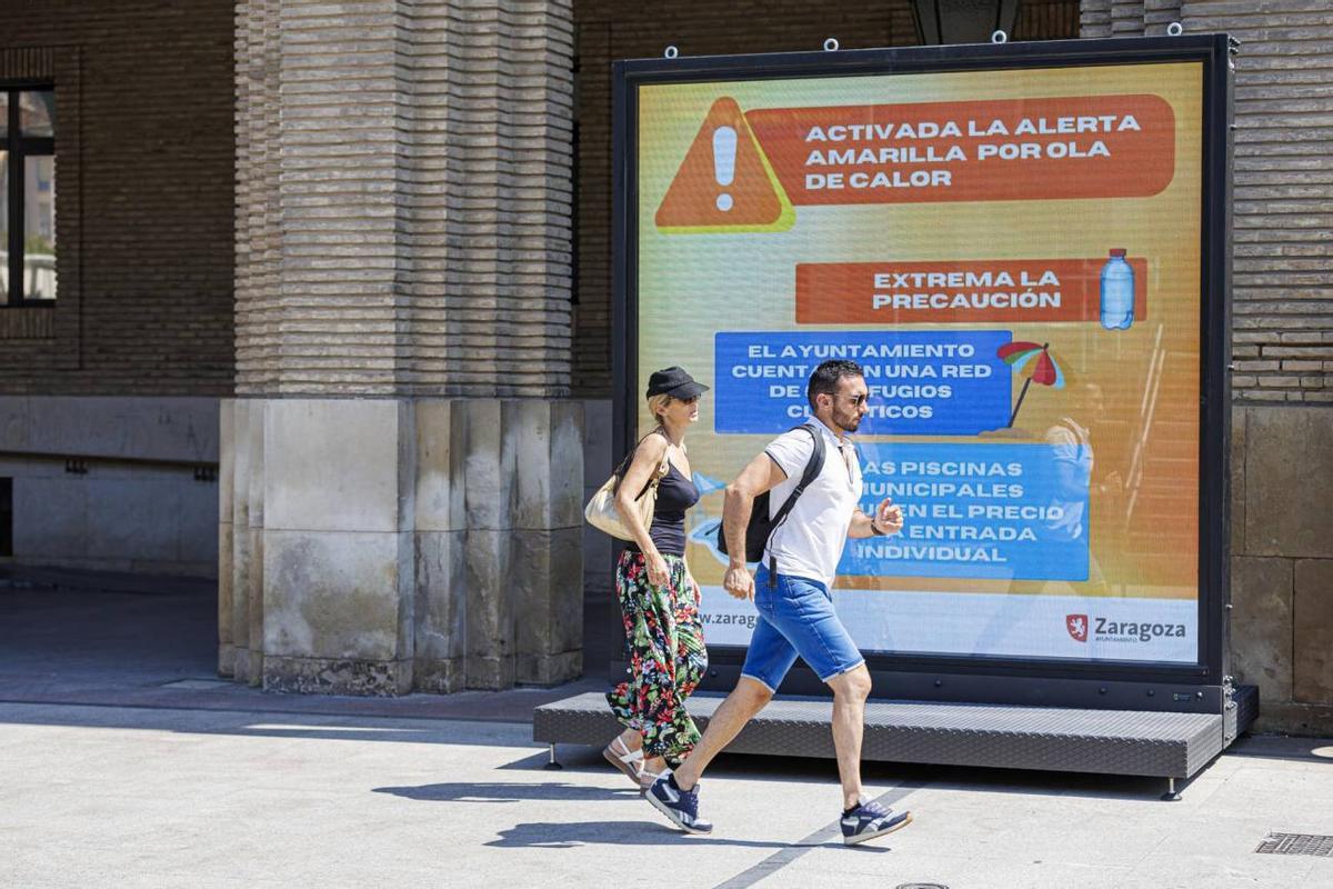 Anuncio sobre calor extremo en la ciudad de Zaragoza