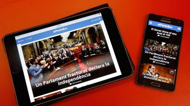 ’El Periódico de Catalunya’ en su aplicación para tablet y móvil.