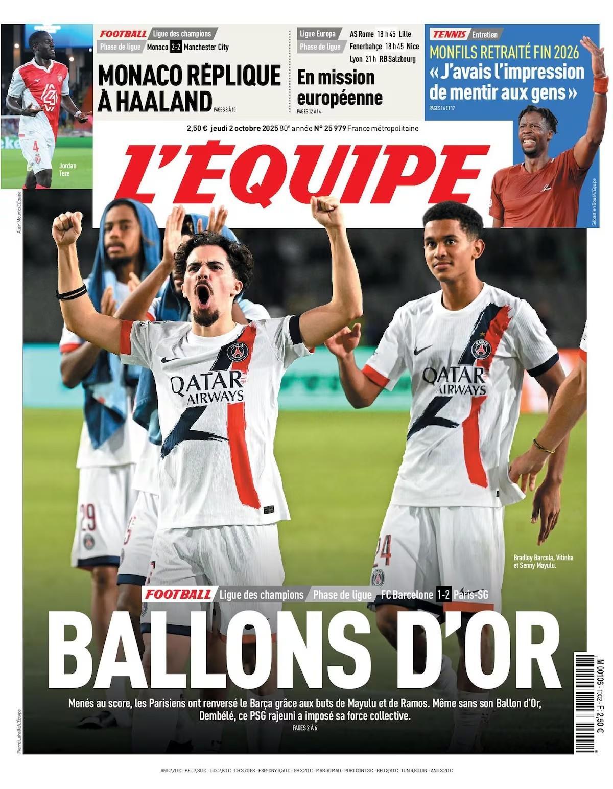 Portada de 'L'Équipe'