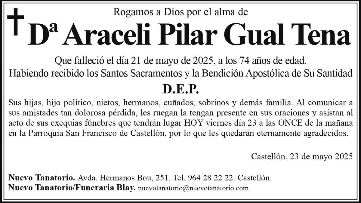Dª Araceli Pilar Gual Tena