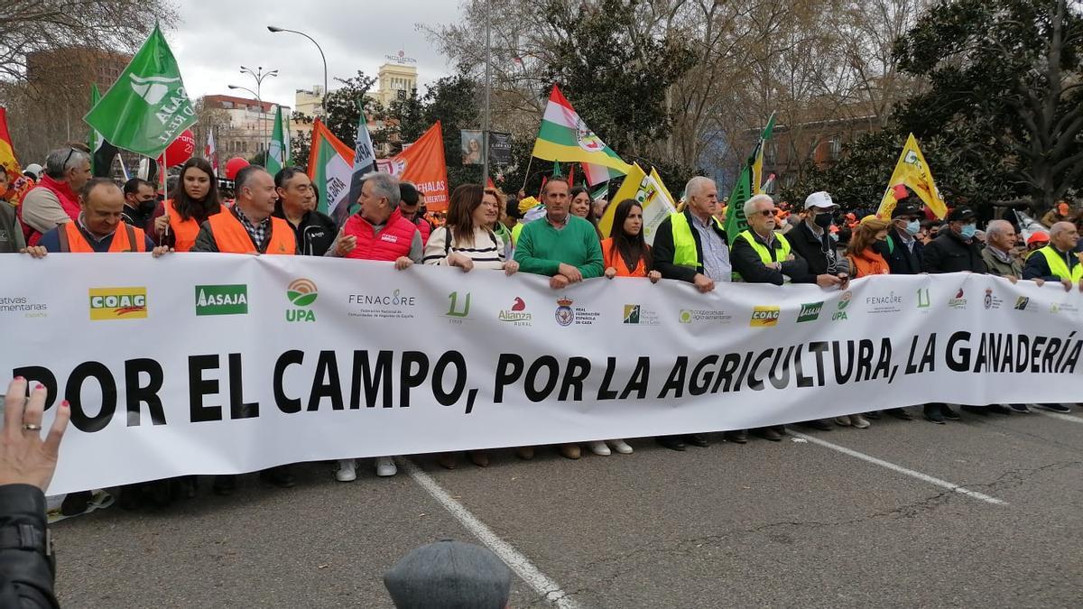 Cabecera de la manifestación que se desarrolla en Madrid.