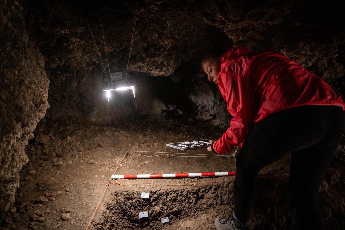 Excavación arqueológica en la Cueva de los Cabezazos, en Tegueste