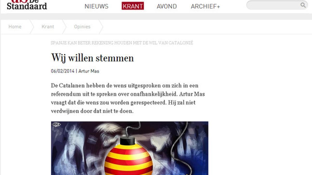 Artículo del 'president' Mas en la web del diario belga 'De Standaard'