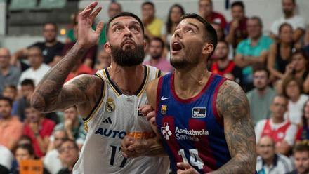 Poirier y Willy Hernangómez, durante las semifinales de la Supercopa Endesa 2024