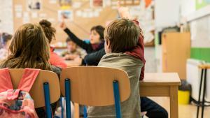 Alumnos de uno de los centros de educación primaria de Barcelona.