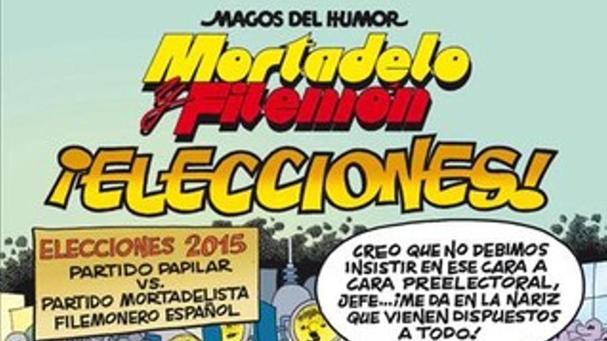 Portada del próximo álbum de Mortadelo y Filemón, '¡Elecciones!'.