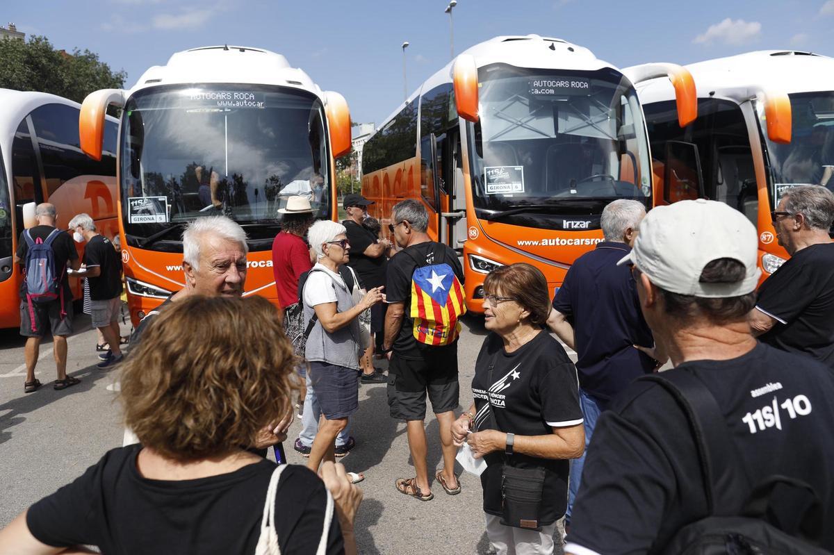 Sortida d'autobusos cap a Barcelona, l'any passat.