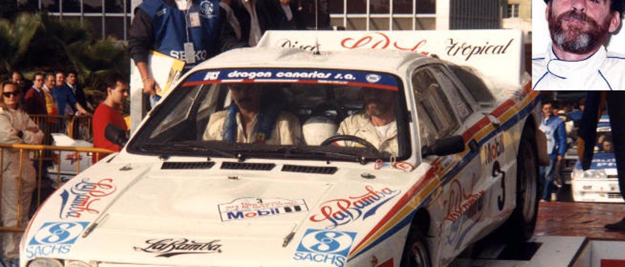 Manuel Rodríguez Rodríguez, &#039;El Vaquero&#039;, en el recuadro y uno de sus vehículos, el Lancia 037.