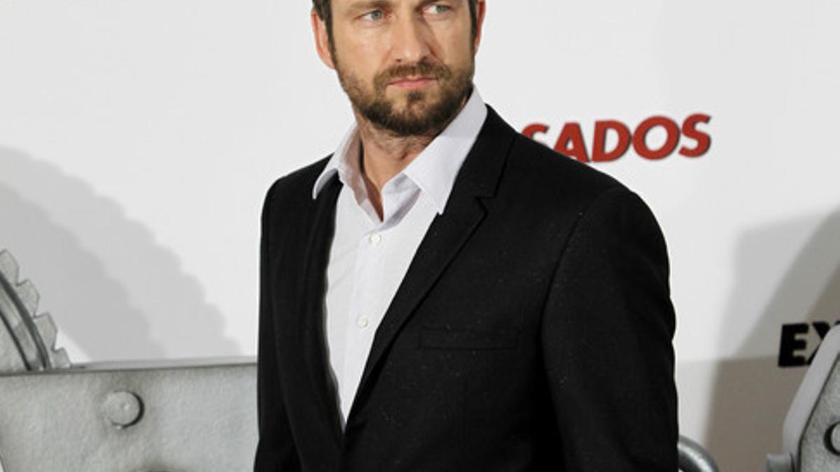 Gerard Butler en el 'photocall' de la película 'Esposados' junto a la actriz Jennifer Aniston.