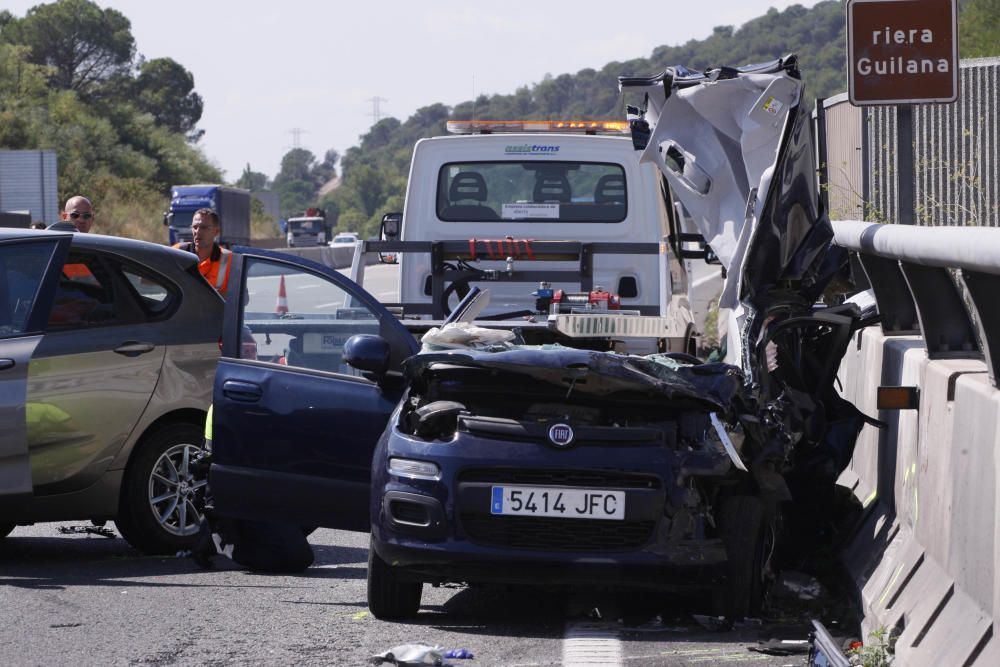 Accident de trànsit a l'AP-7 a Sarrià de Ter